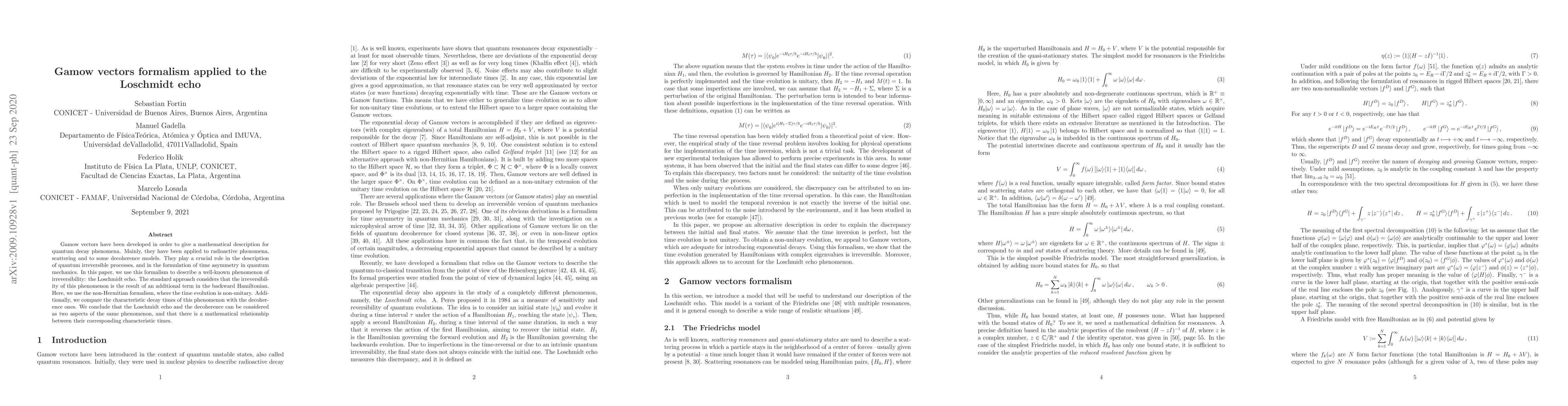 Thumbnail for Gamow vectors formalism applied to the Loschmidt echo