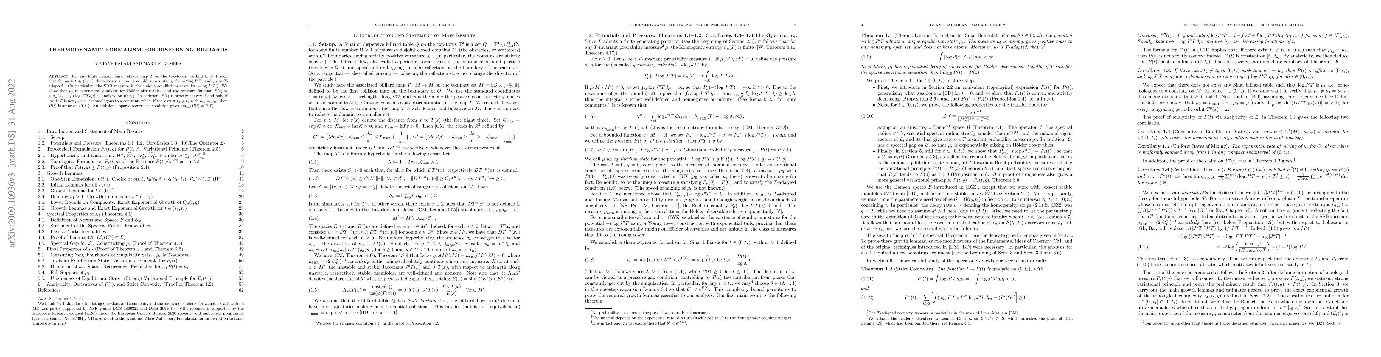 Thumbnail for Thermodynamic formalism for dispersing billiards