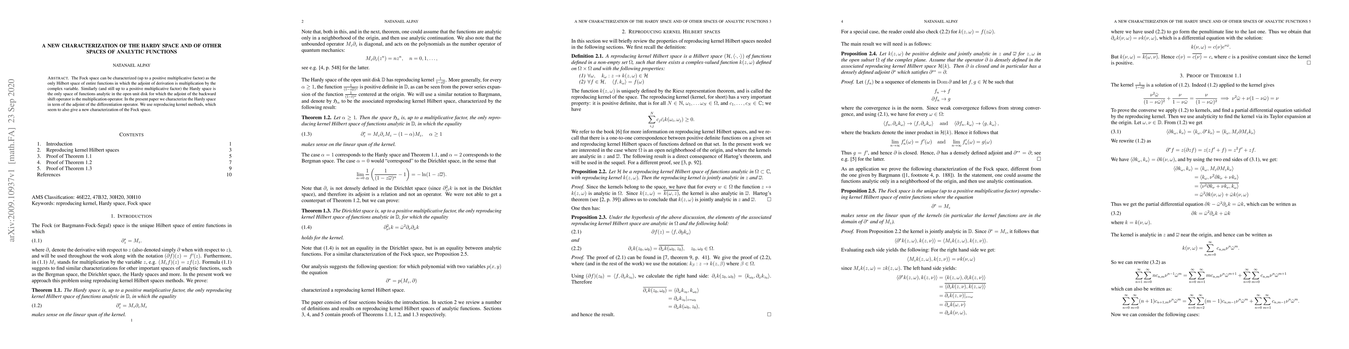 Thumbnail for A new characterization of the Hardy space and of other spaces of
  analytic functions