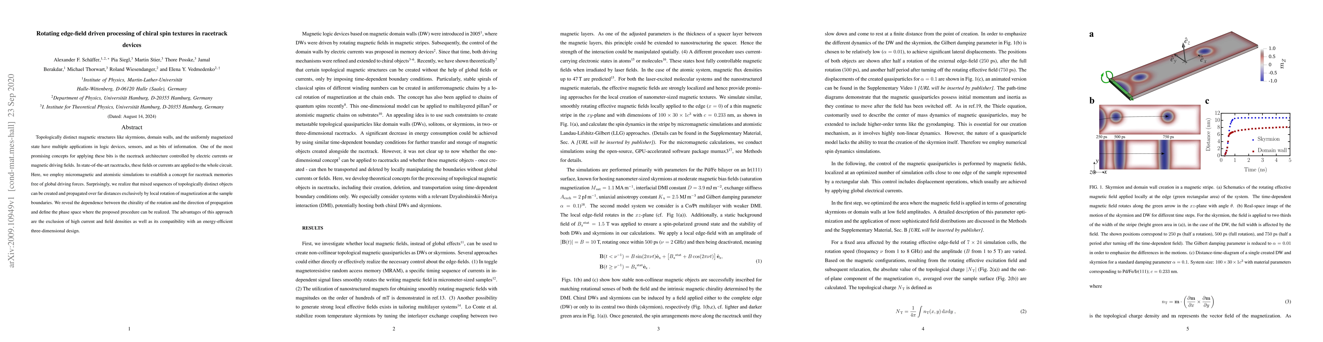 Thumbnail for Rotating edge-field driven processing of chiral spin textures in
  racetrack devices