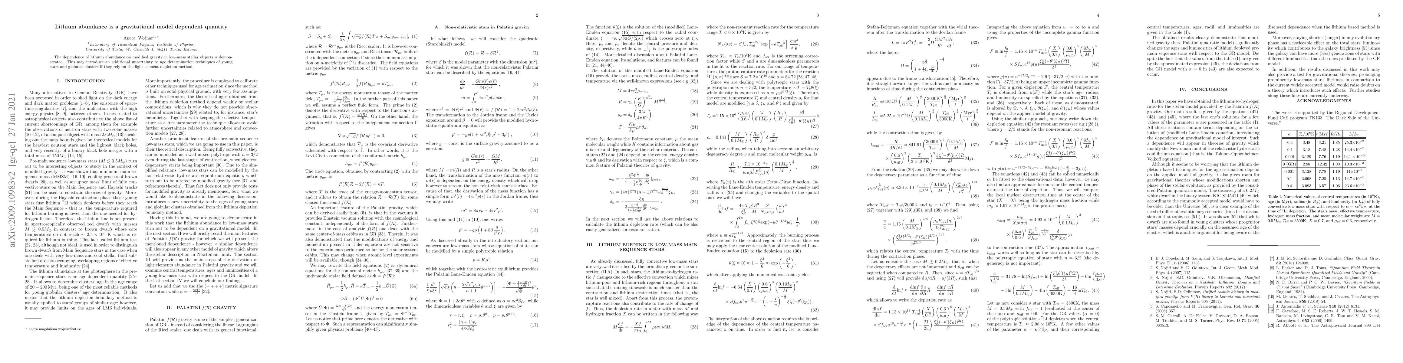 Thumbnail for Lithium abundance is a gravitational model dependent quantity