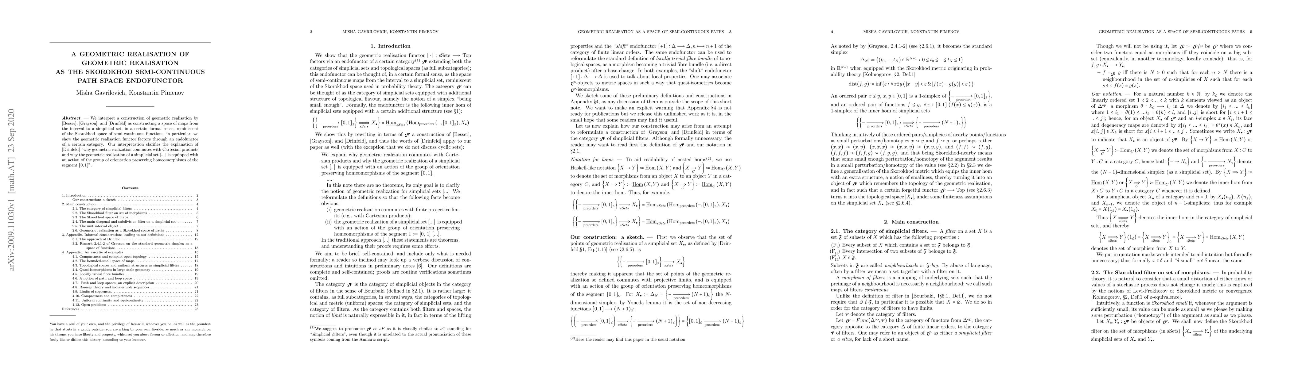 Thumbnail for Geometric realisation as the Skorokhod semi-continuous path space
  endofunctor
