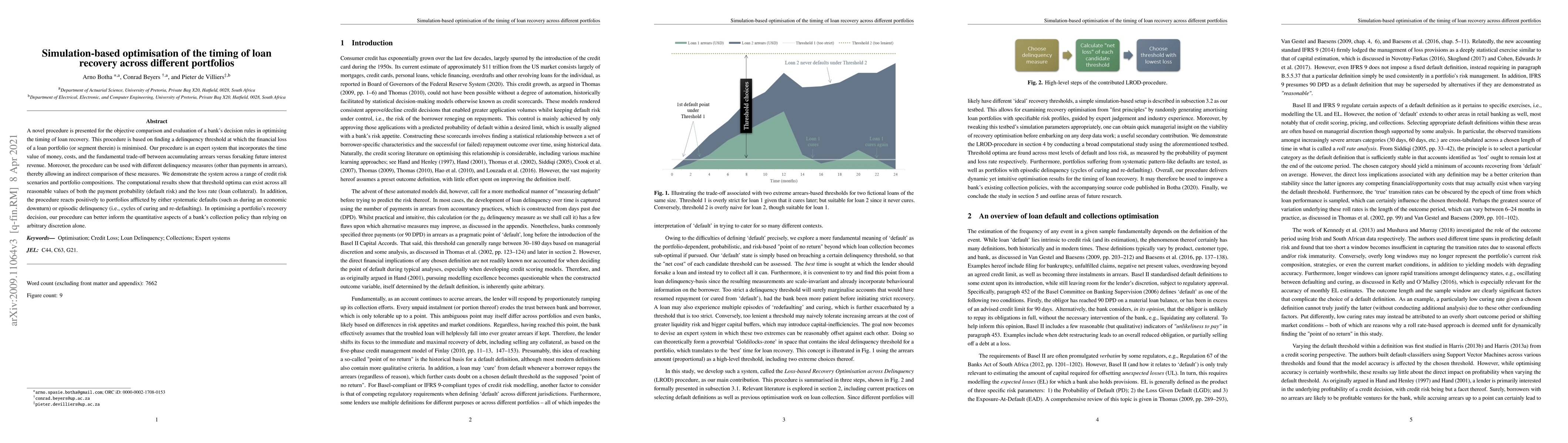 Thumbnail for Simulation-based optimisation of the timing of loan recovery across
  different portfolios