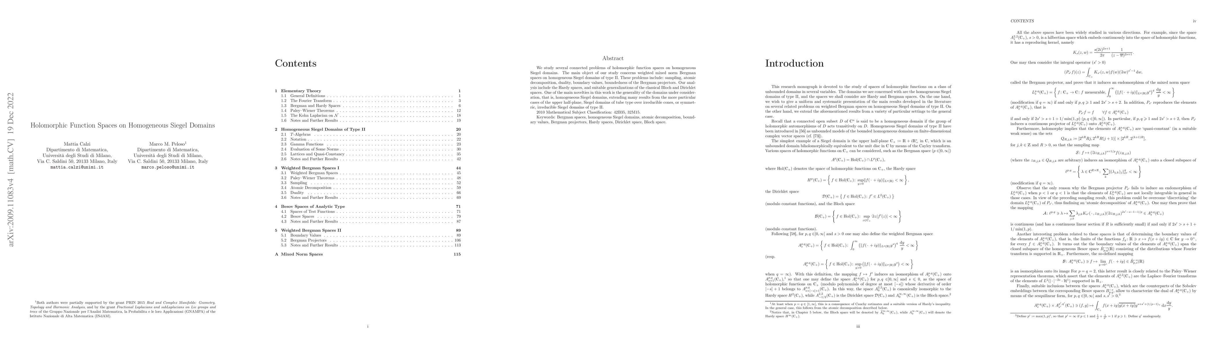 Thumbnail for Holomorphic Function Spaces on Homogeneous Siegel Domains