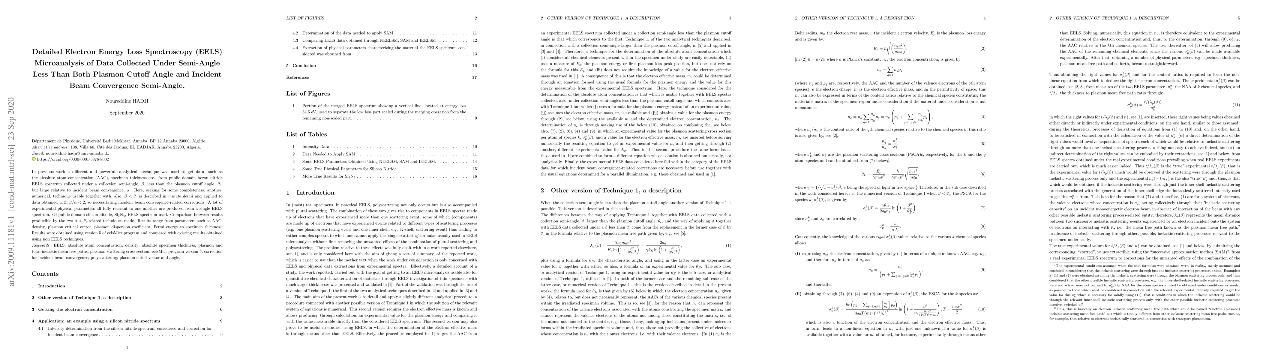 Thumbnail for Detailed Electron Energy Loss Spectroscopy (EELS) Microanalysis of Data
  Collected Under Semi-Angle Less Than Both Plasmon Cutoff Angle and Incident
  Beam Convergence Semi-Angle