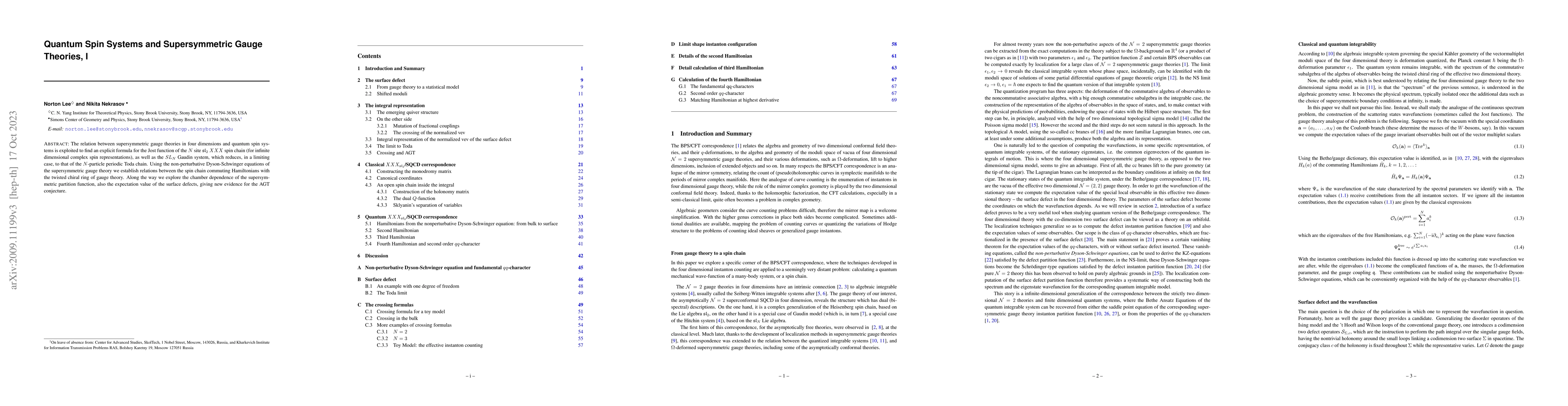Thumbnail for Quantum Spin Systems and Supersymmetric Gauge Theories, I