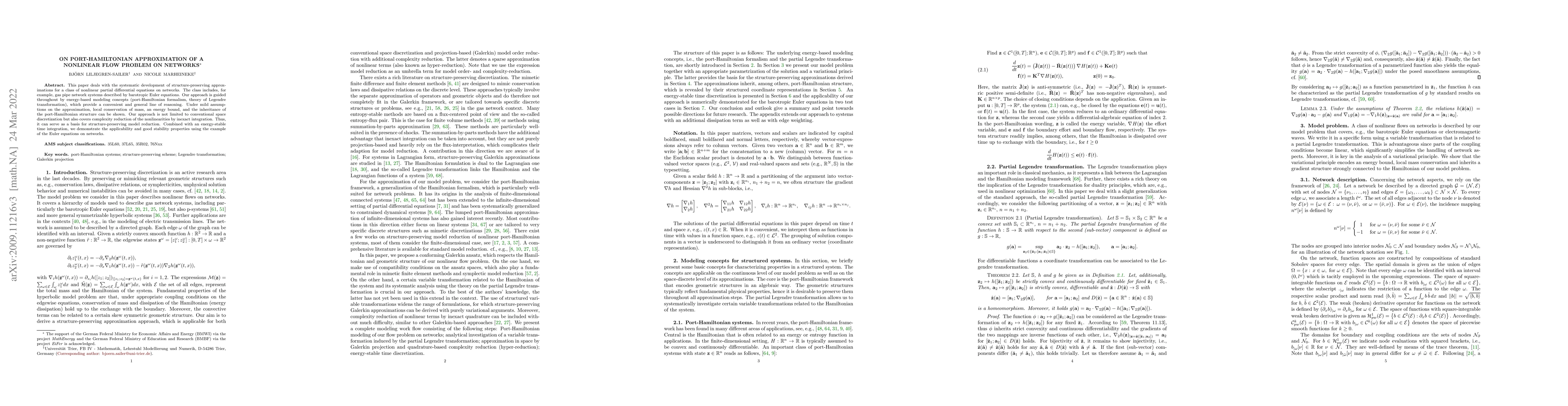 Thumbnail for On port-Hamiltonian approximation of a nonlinear flow problem on
  networks