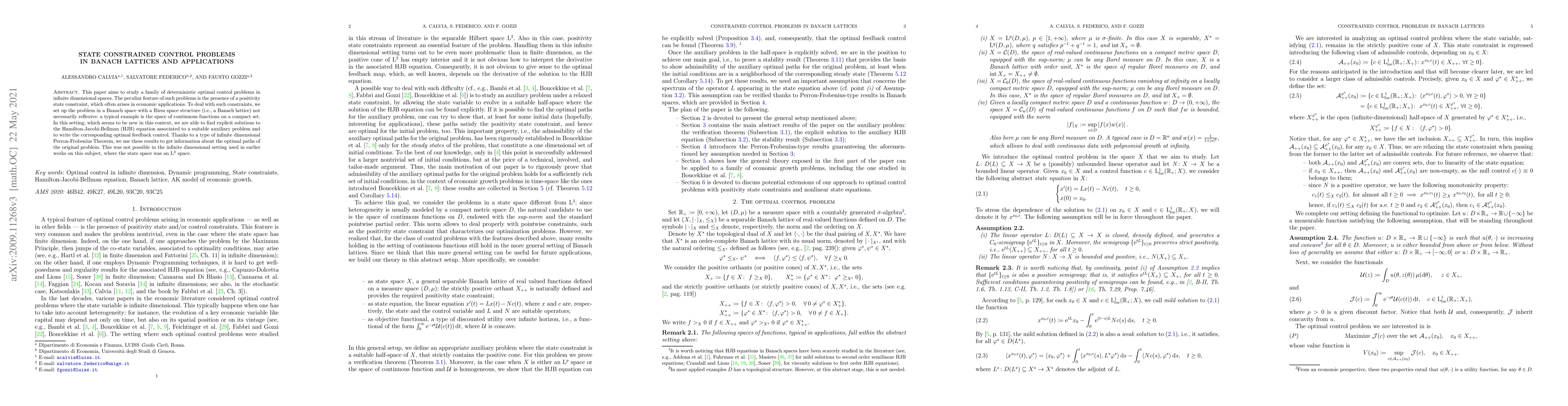 Thumbnail for State constrained control problems in Banach lattices and applications