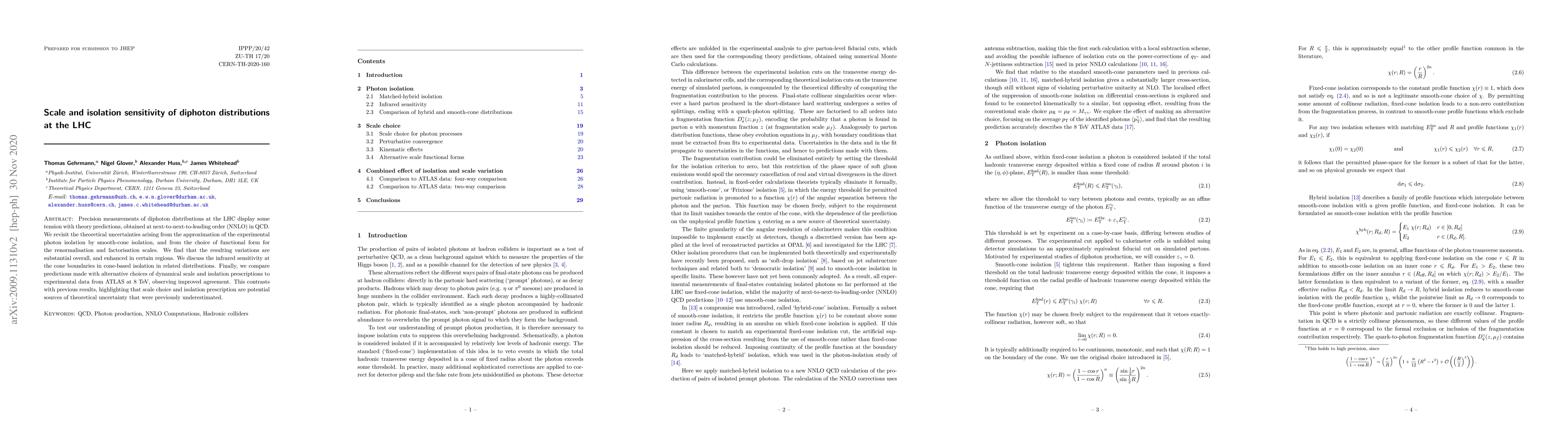 Thumbnail for Scale and isolation sensitivity of diphoton distributions at the LHC