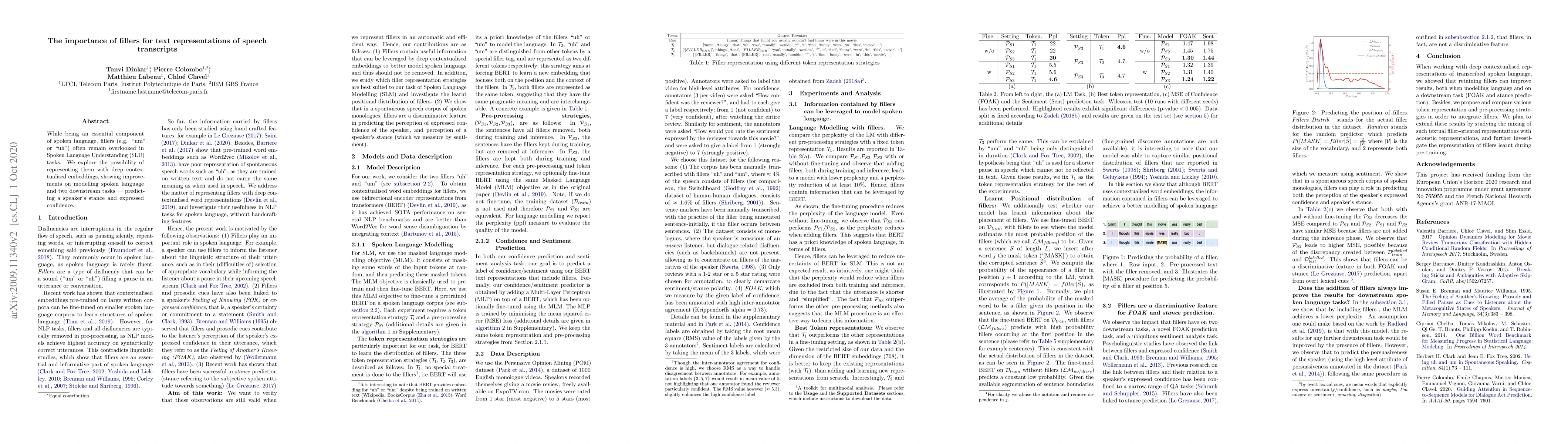Thumbnail for The importance of fillers for text representations of speech transcripts