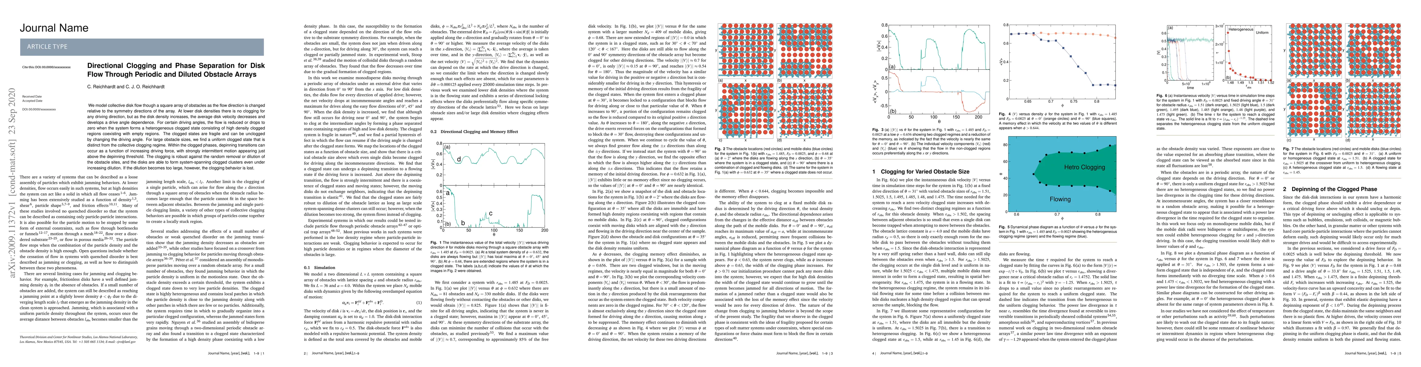 Thumbnail for Directional Clogging and Phase Separation for Disk Flow Through Periodic
  and Diluted Obstacle Arrays