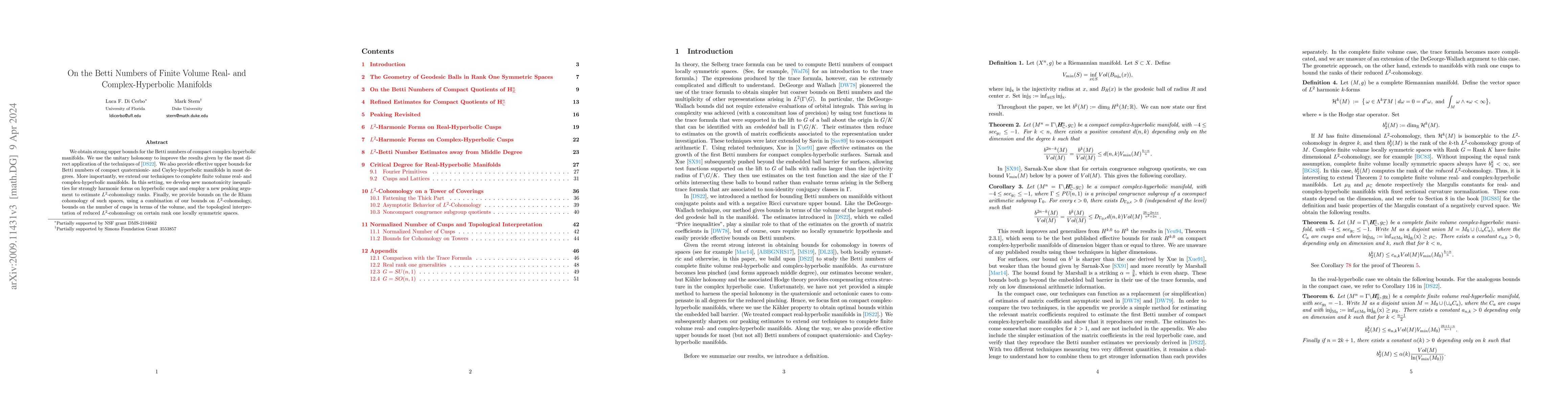 Thumbnail for On the Betti Numbers of Finite Volume Hyperbolic Manifolds