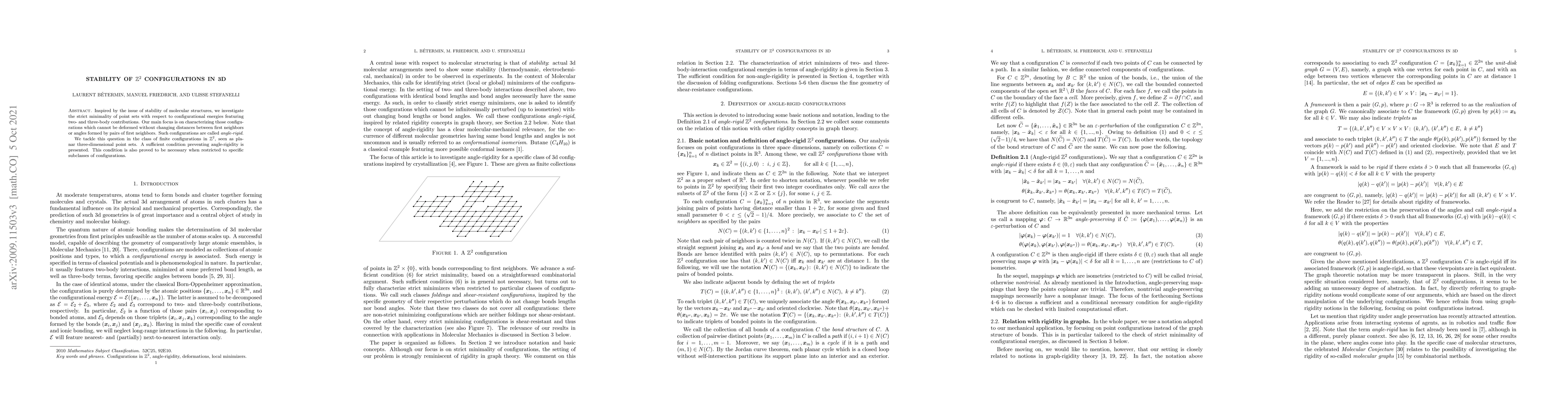 Thumbnail for Stability of $\mathbb{Z}^2$ configurations in 3D