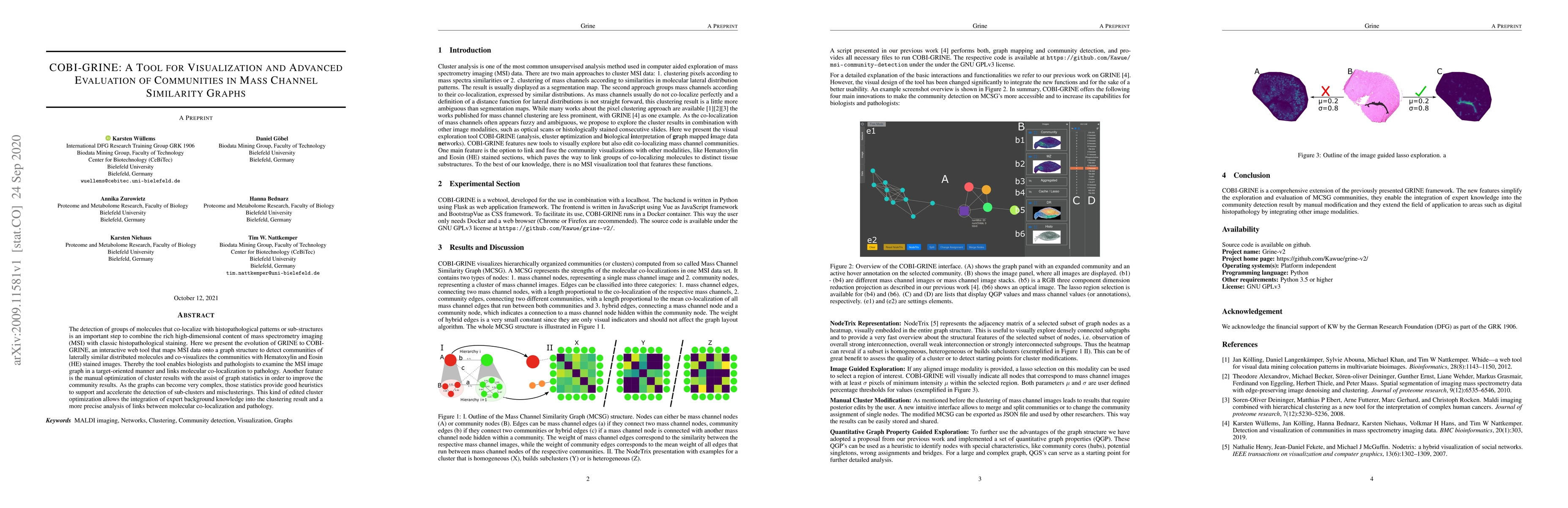 Thumbnail for COBI-GRINE: A Tool for Visualization and Advanced Evaluation of
  Communities in Mass Channel Similarity Graphs