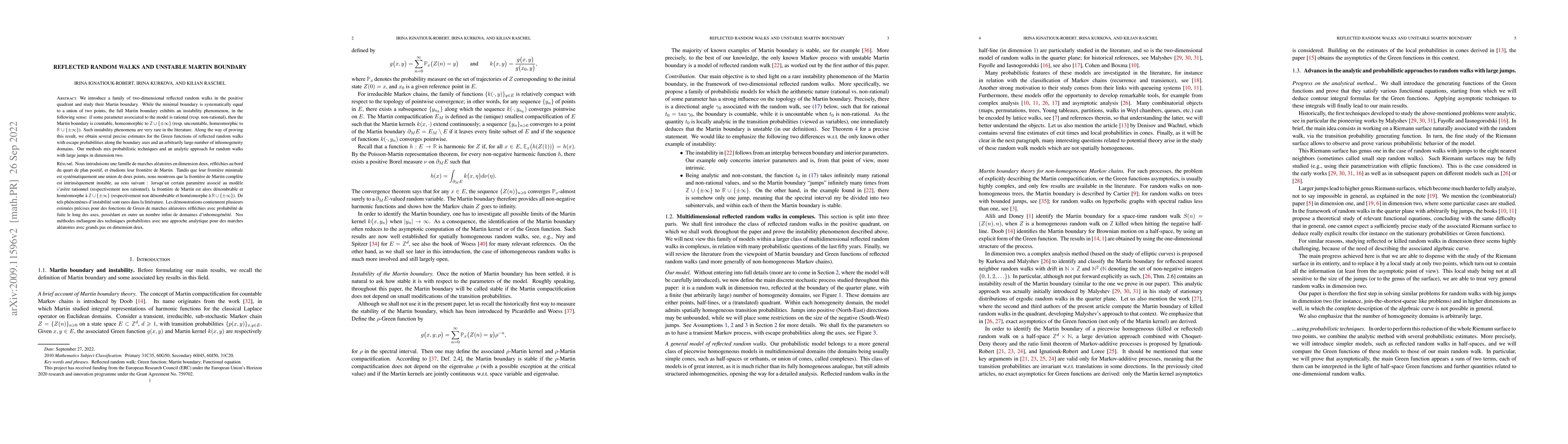 Thumbnail for Reflected random walks and unstable Martin boundary