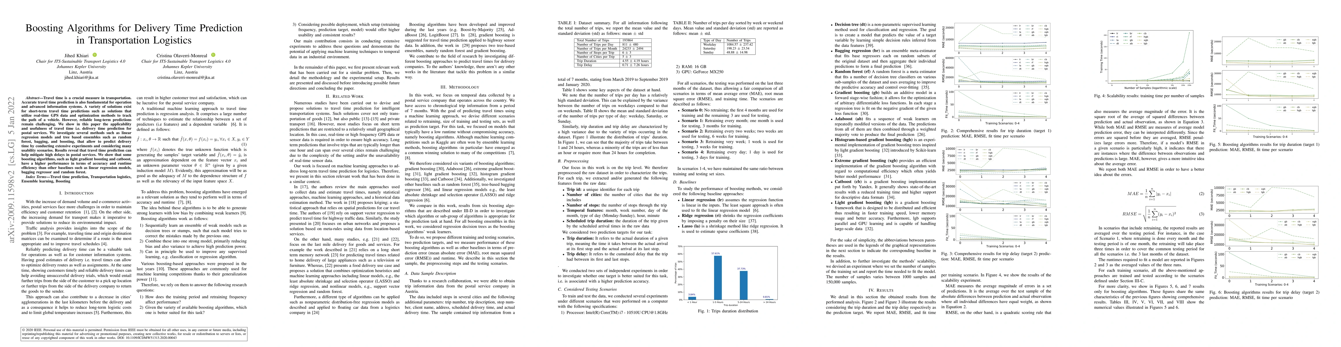 Thumbnail for Boosting Algorithms for Delivery Time Prediction in Transportation
  Logistics
