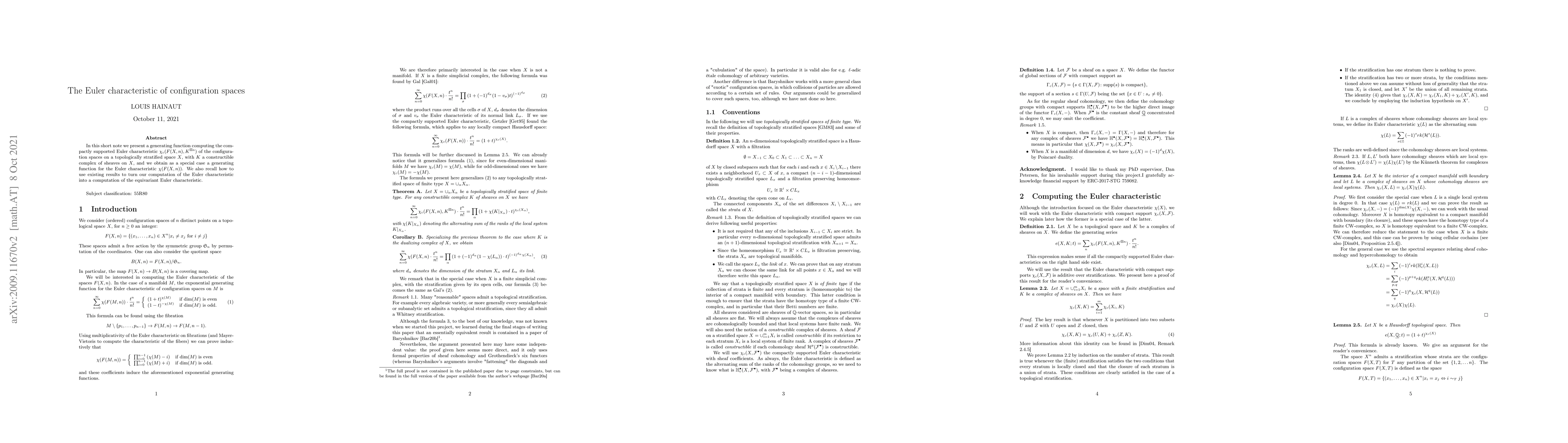 Thumbnail for The Euler characteristic of configuration spaces