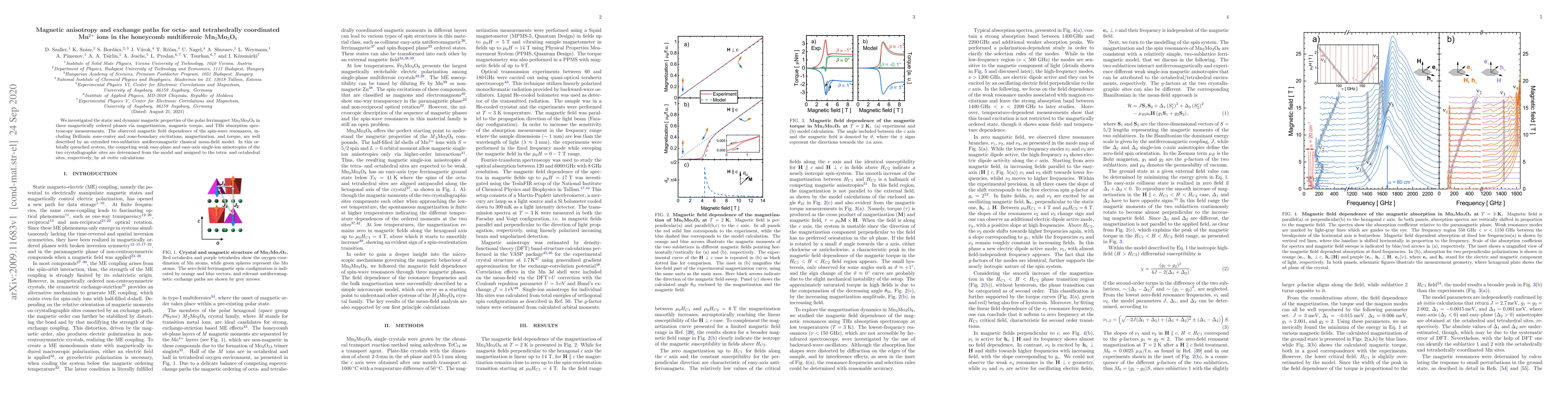 Thumbnail for Magnetic anisotropy and exchange paths for octa- and tetrahedrally
  coordinated Mn$^{2+}$ ions in the honeycomb multiferroic Mn$_2$Mo$_3$O$_8$