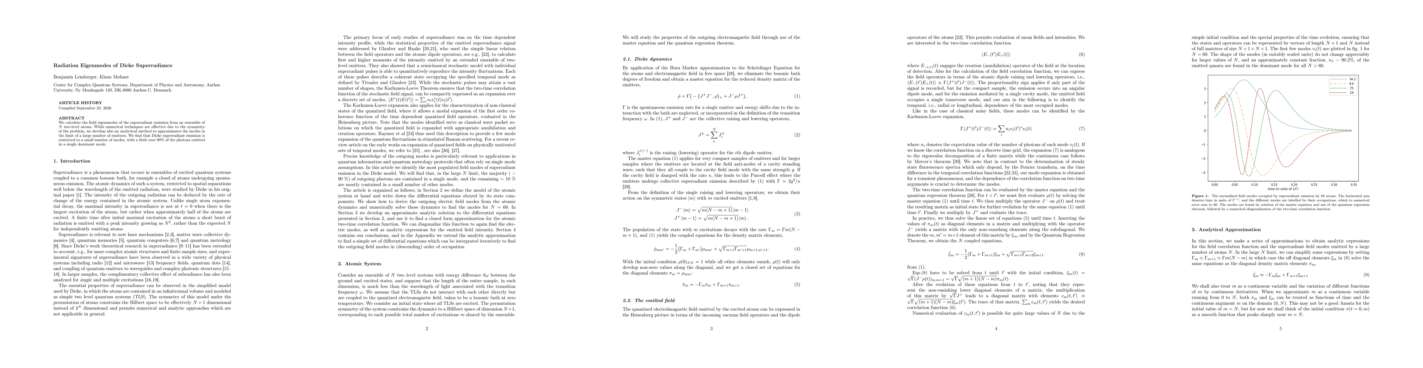 Thumbnail for Radiation Eigenmodes of Dicke Superradiance