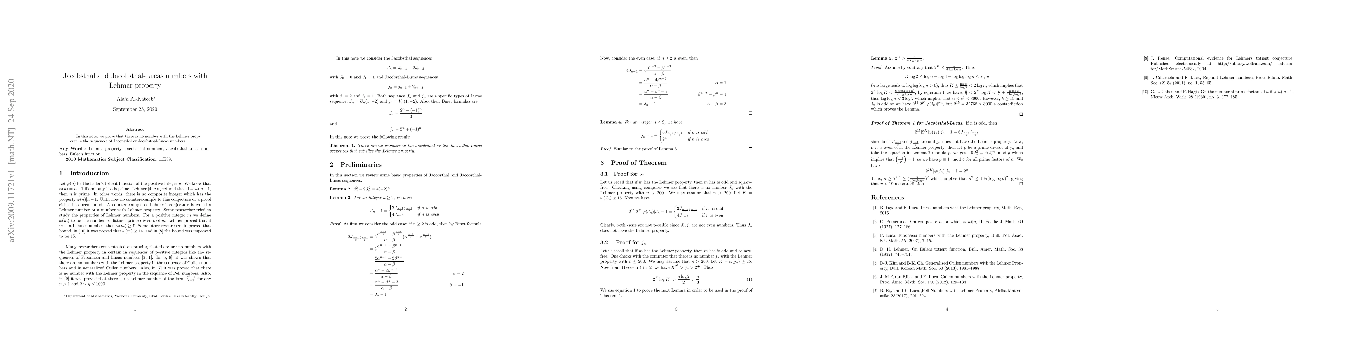 Thumbnail for Jacobsthal and Jacobsthal-Lucas numbers with Lehmar property
