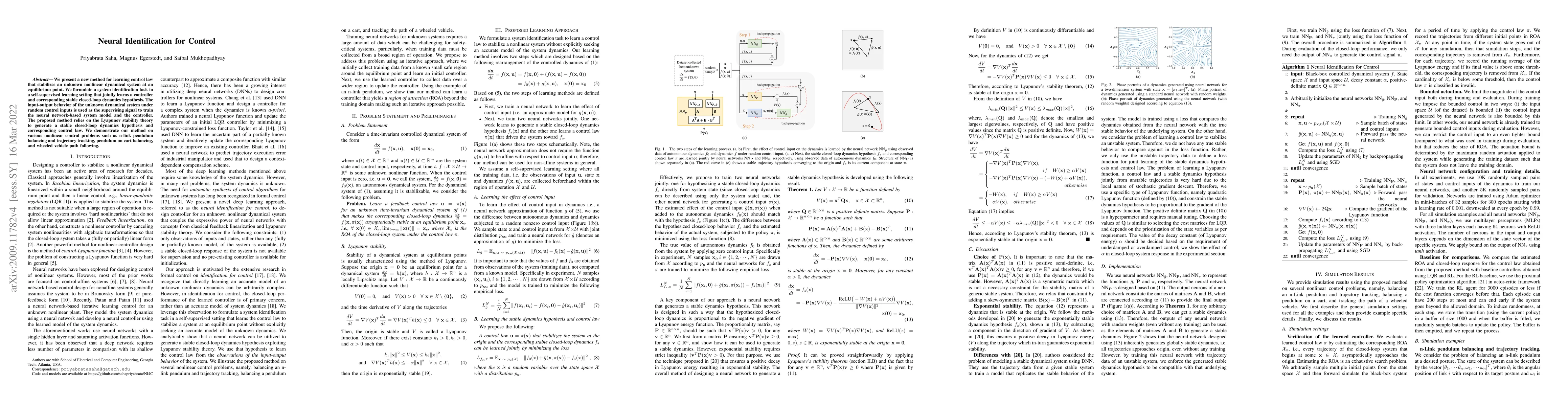 Thumbnail for Neural Identification for Control