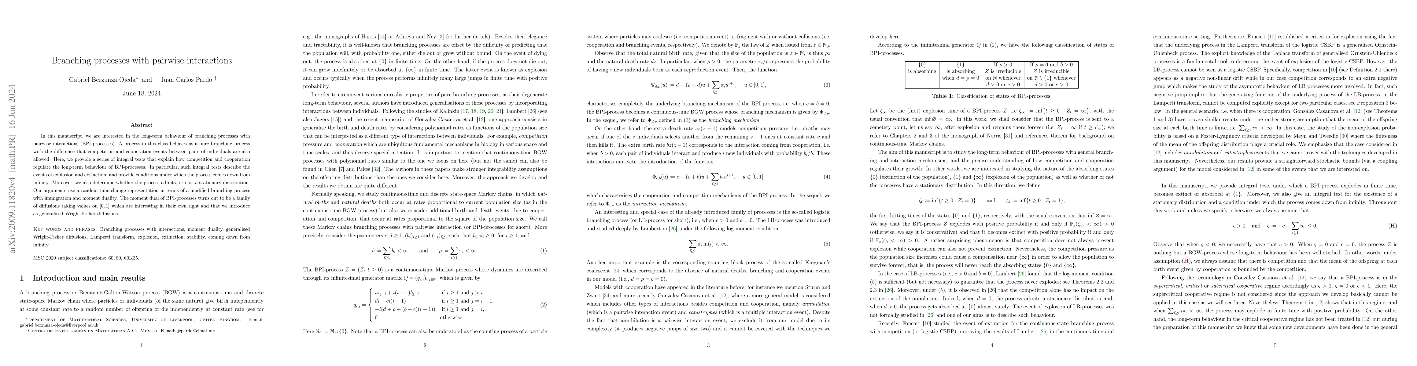 Thumbnail for Branching processes with pairwise interactions