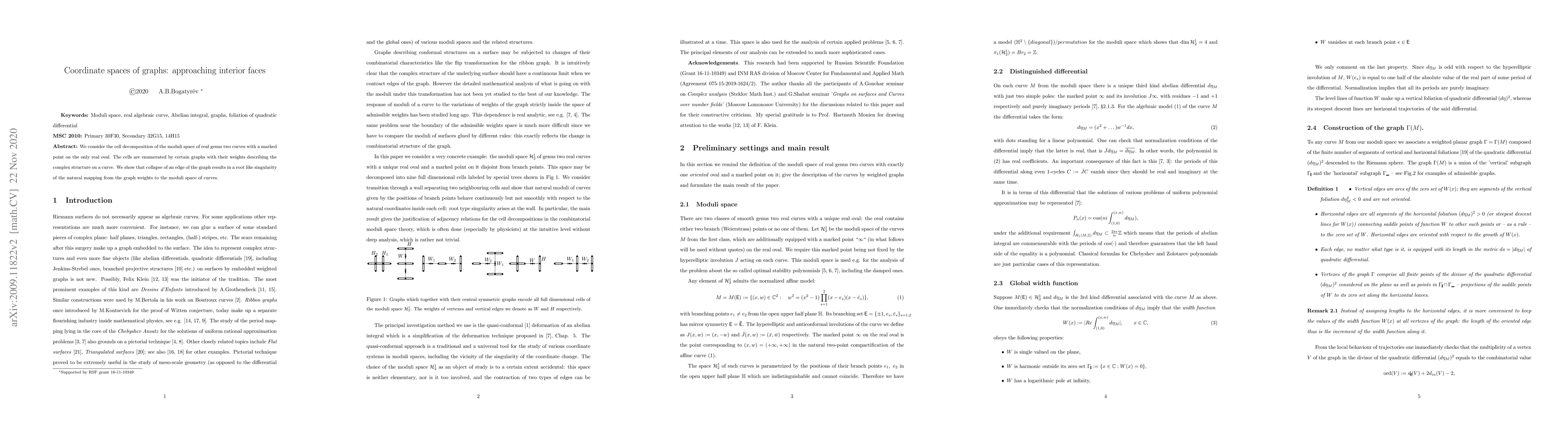 Thumbnail for Coordinate spaces of graphs: approaching interior faces