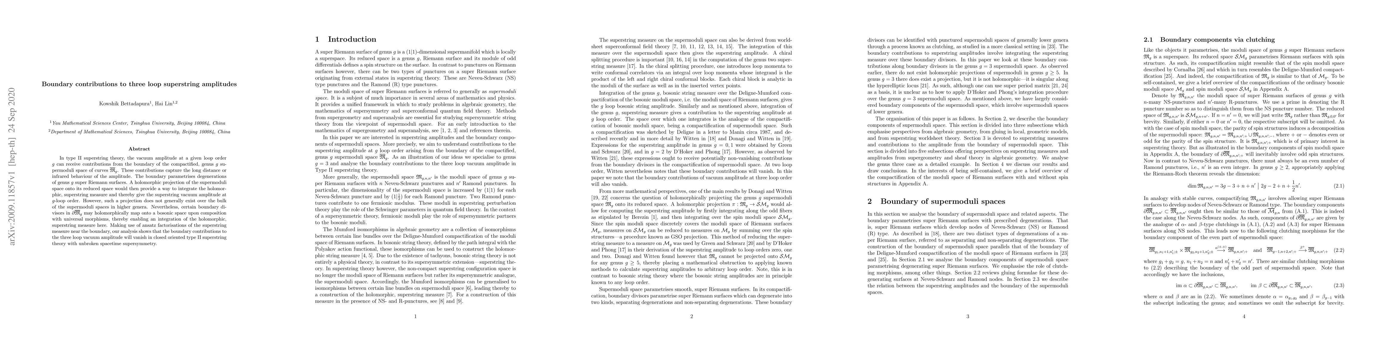 Thumbnail for Boundary contributions to three loop superstring amplitudes