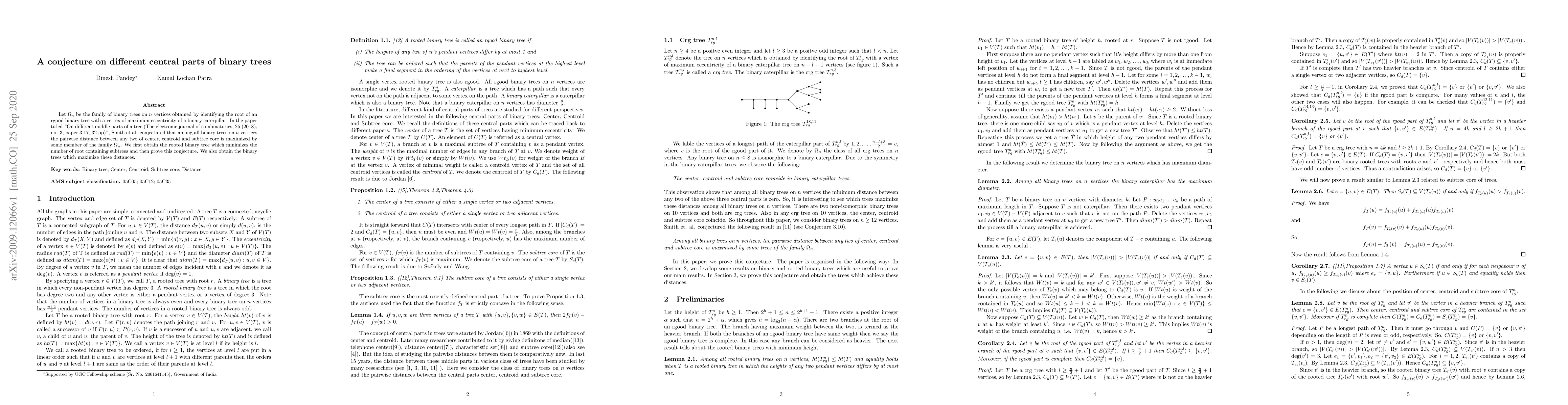 Thumbnail for A conjecture on different central parts of binary trees