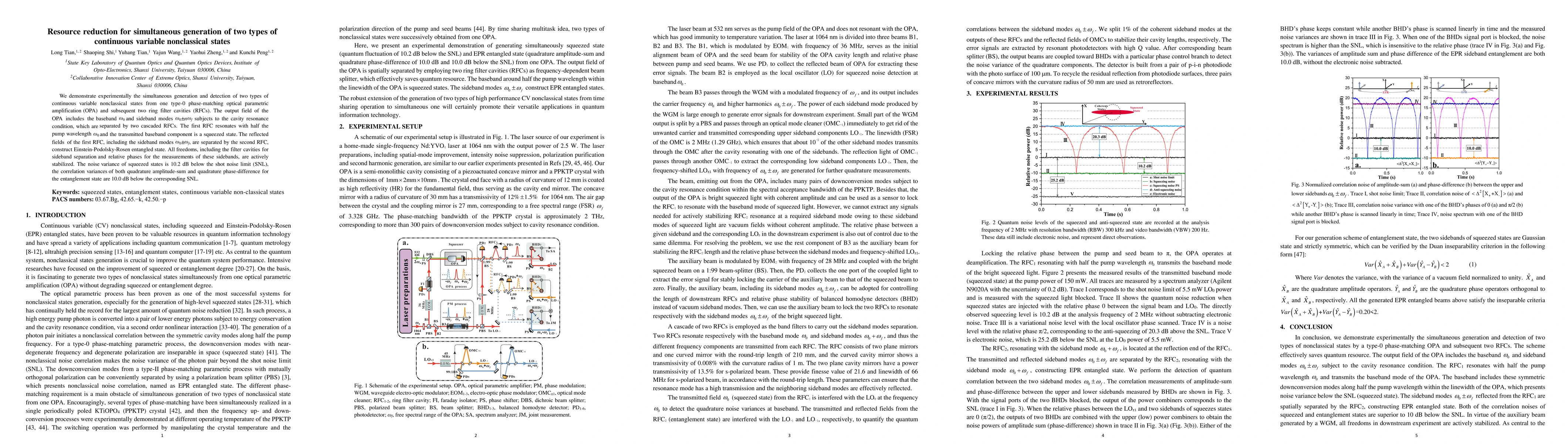 Thumbnail for Resource reduction for simultaneous generation of two types of
  continuous variable nonclassical states