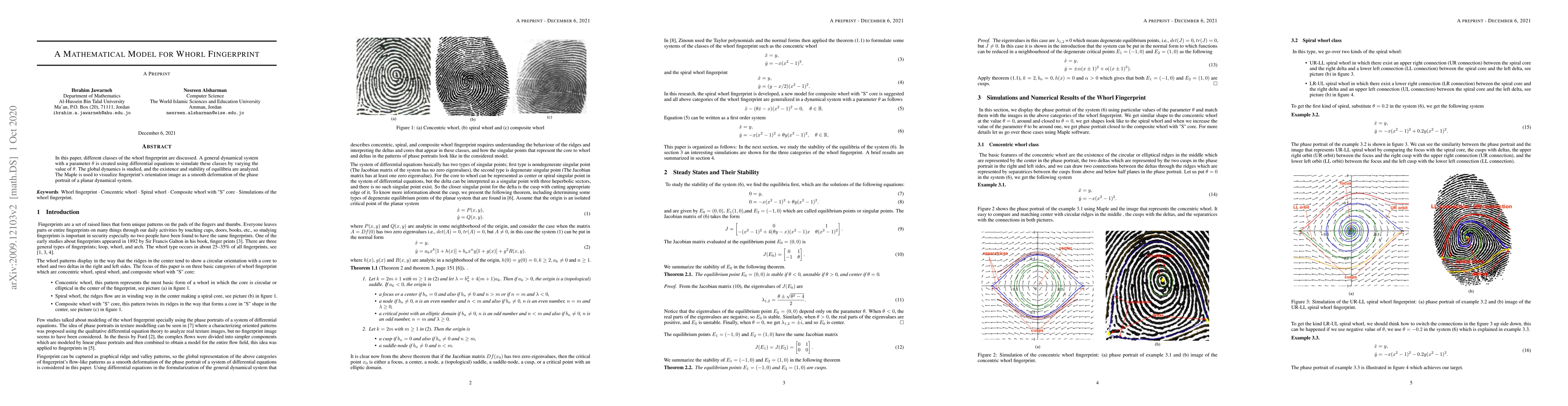 Thumbnail for A mathematical model for whorl fingerprint