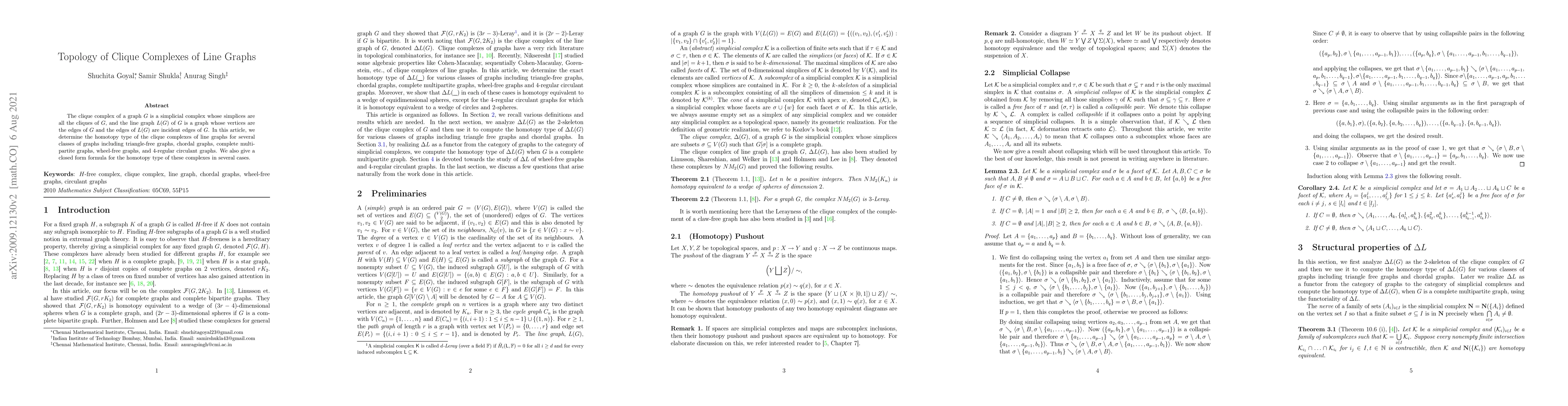 Thumbnail for Topology of Clique Complexes of Line Graphs