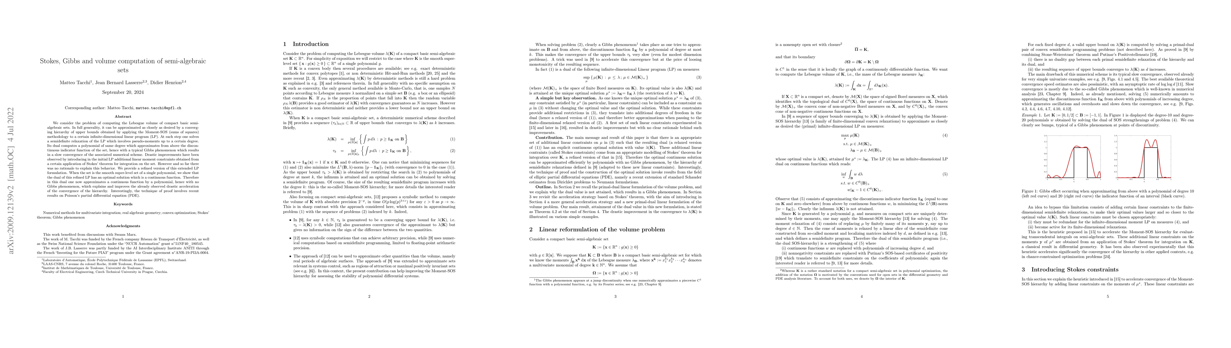 Thumbnail for Stokes, Gibbs and volume computation of semi-algebraic sets