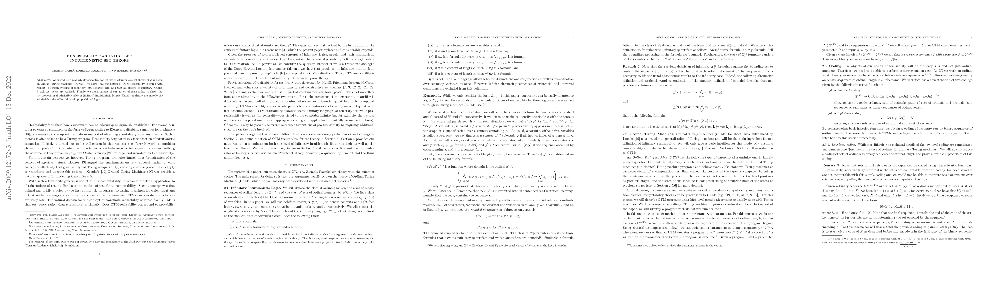 Thumbnail for Realisability for Infinitary Intuitionistic Set Theory