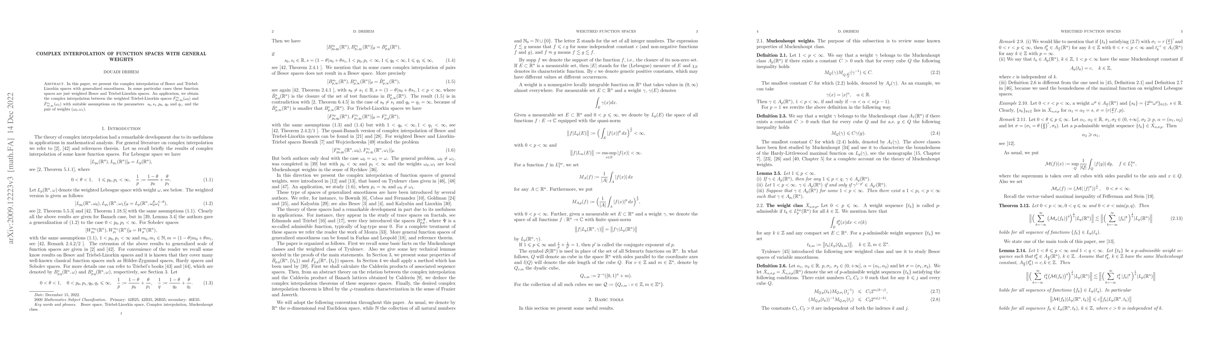 Thumbnail for Complex interpolation of function spaces with general weights
