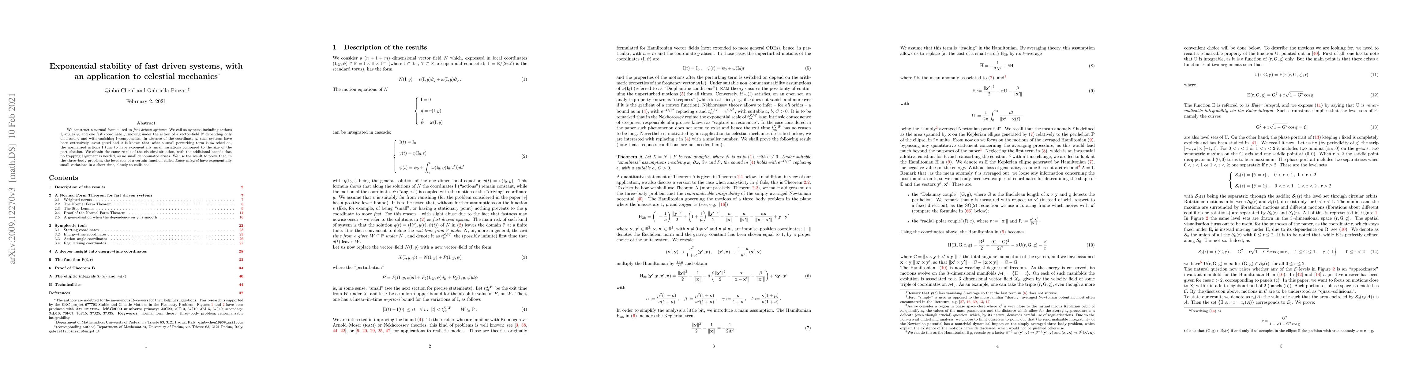 Thumbnail for Exponential stability of fast driven systems, with an application to
  celestial mechanics