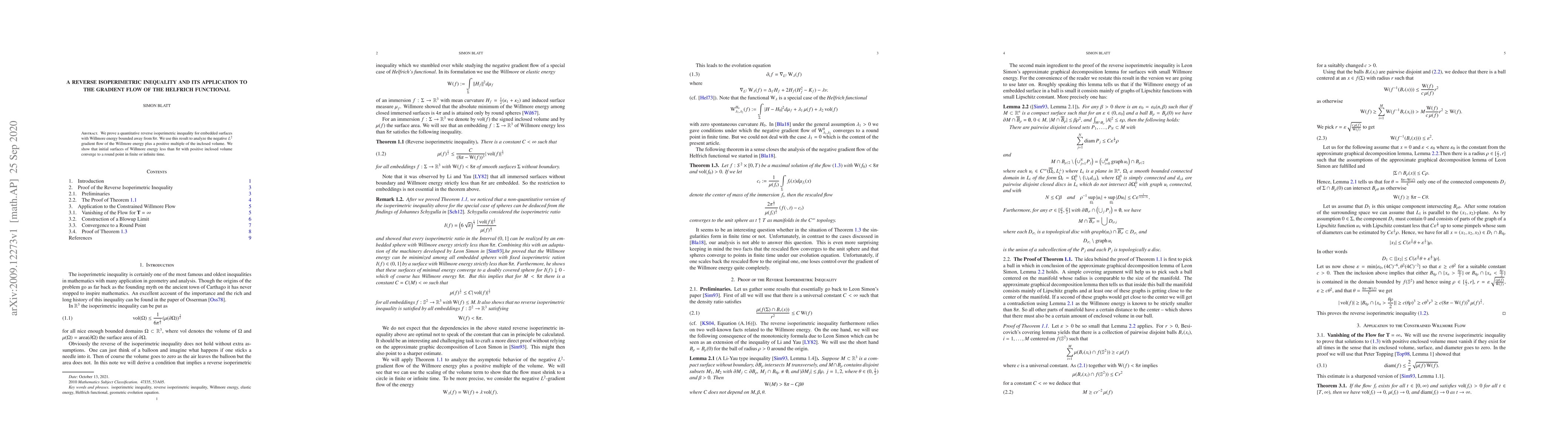 Thumbnail for A Reverse Isoperimetric Inequality and its Application to the Gradient
  Flow of the Helfrich Functional
