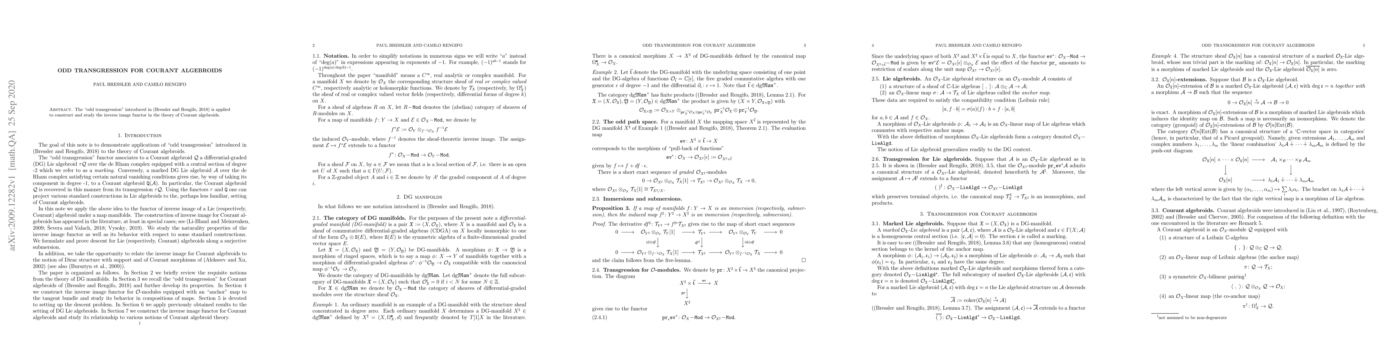 Thumbnail for Odd transgression for Courant algebroids