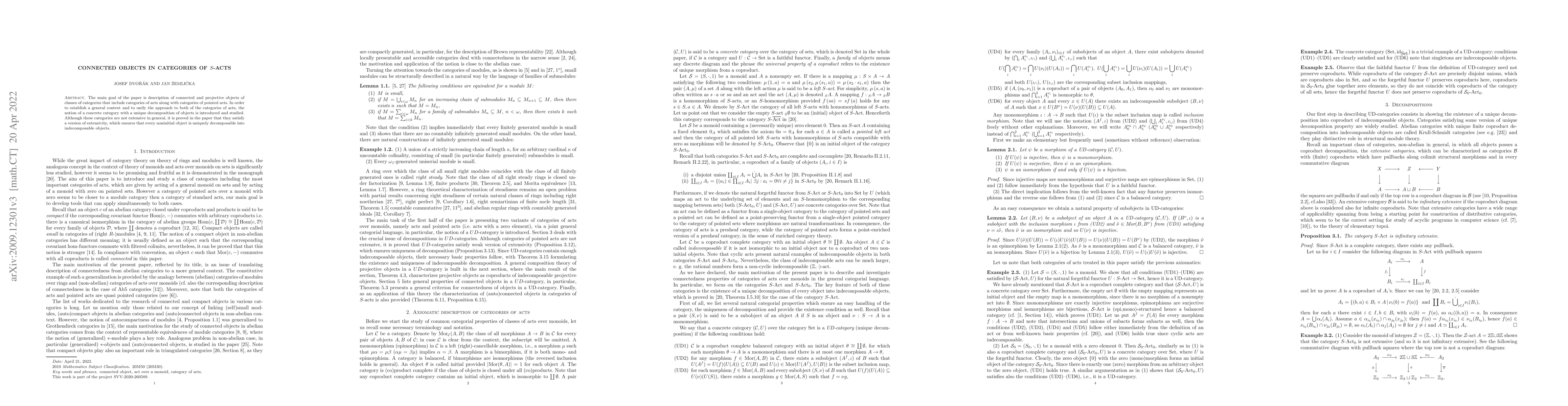 Thumbnail for Connected objects in categories of $S$-acts