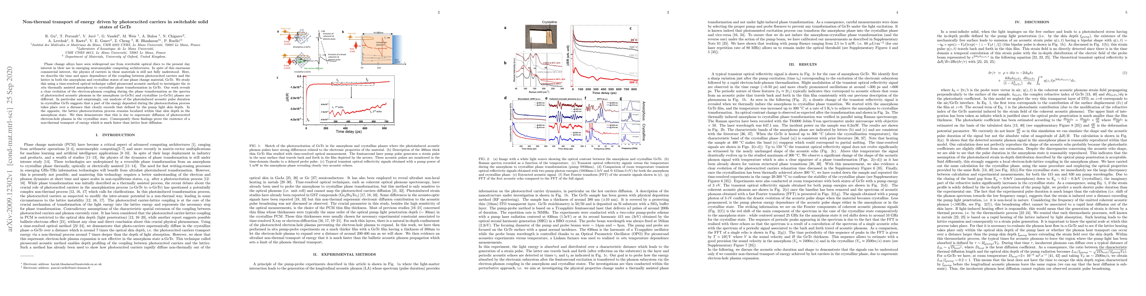 Thumbnail for Non-thermal transport of energy driven by photoexcited carriers in
  switchable solid states of GeTe
