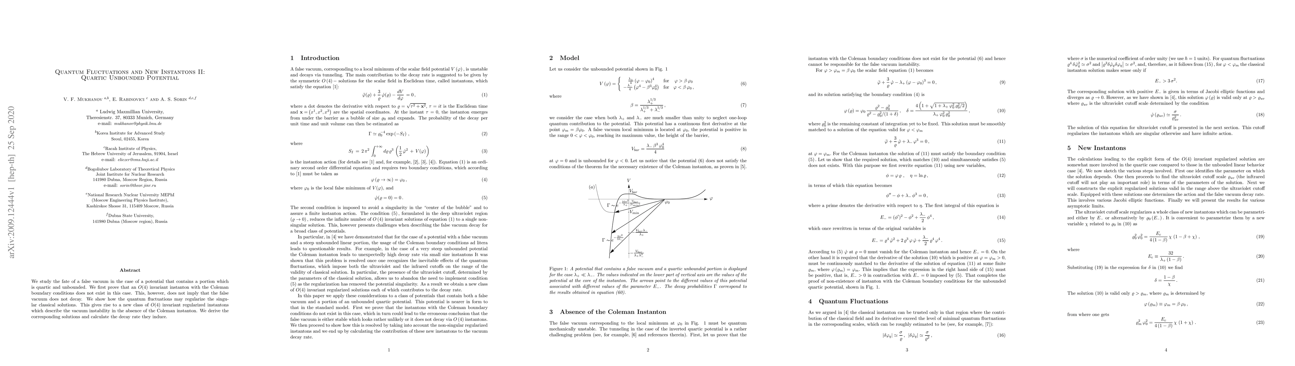 Thumbnail for Quantum Fluctuations and New Instantons II: Quartic Unbounded Potential