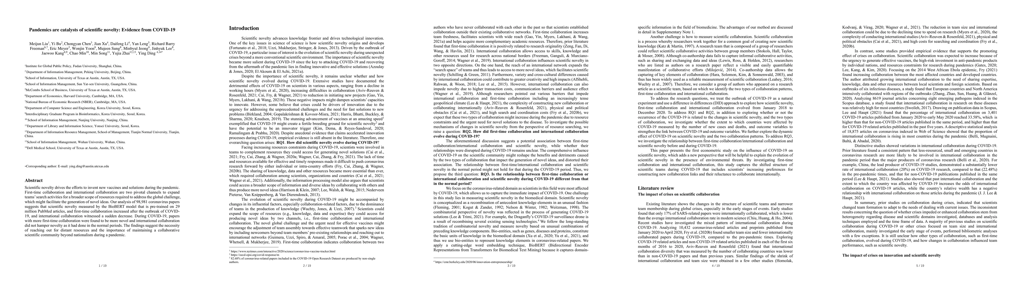 Thumbnail for Pandemics are catalysts of scientific novelty: Evidence from COVID-19