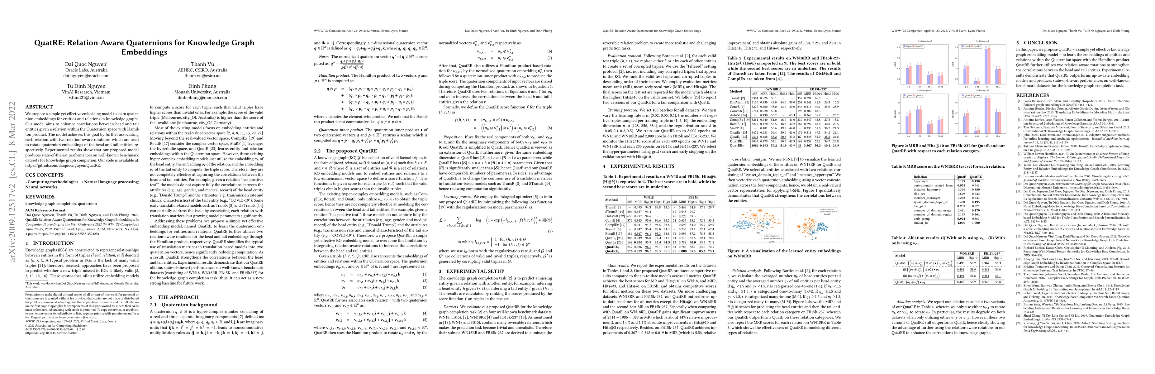 Thumbnail for QuatRE: Relation-Aware Quaternions for Knowledge Graph Embeddings