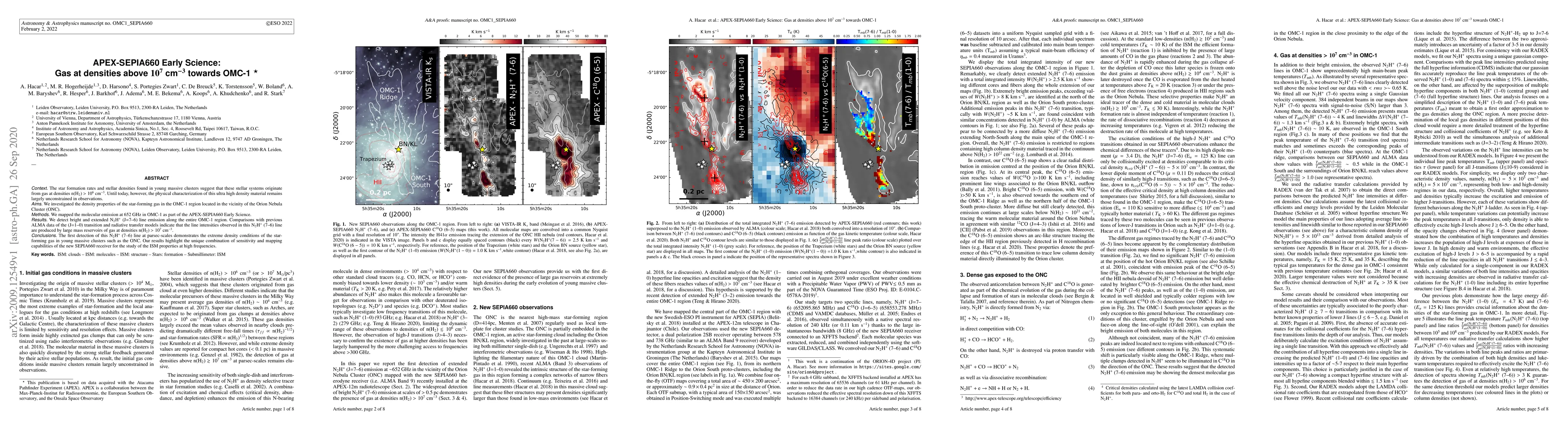 Thumbnail for APEX-SEPIA660 Early Science: Gas at densities above $10^7$ cm$^{-3}$
  towards OMC-1
