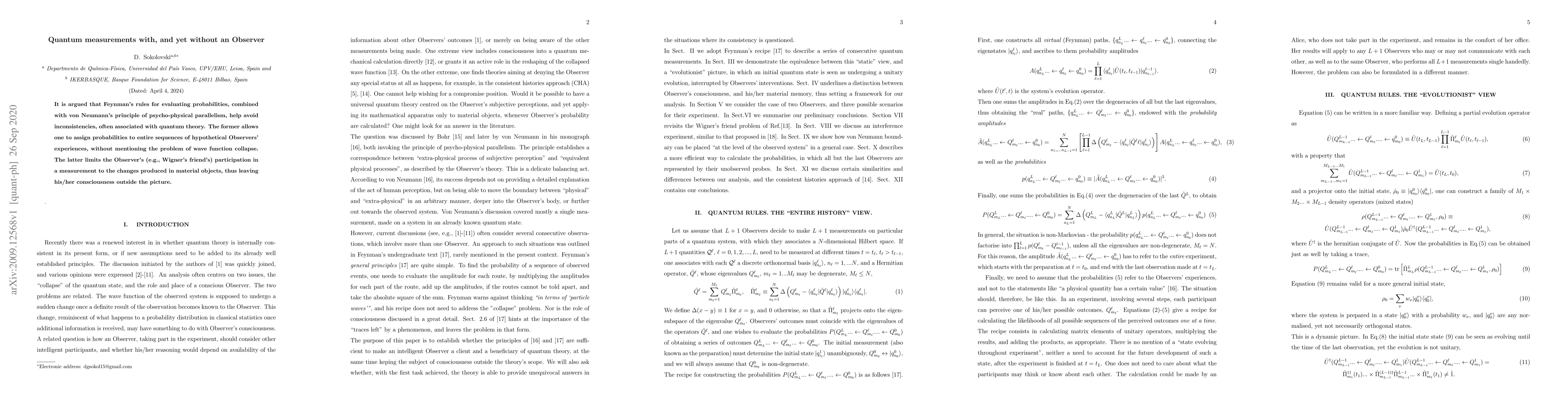 Thumbnail for Quantum measurements with, and yet without an Observer