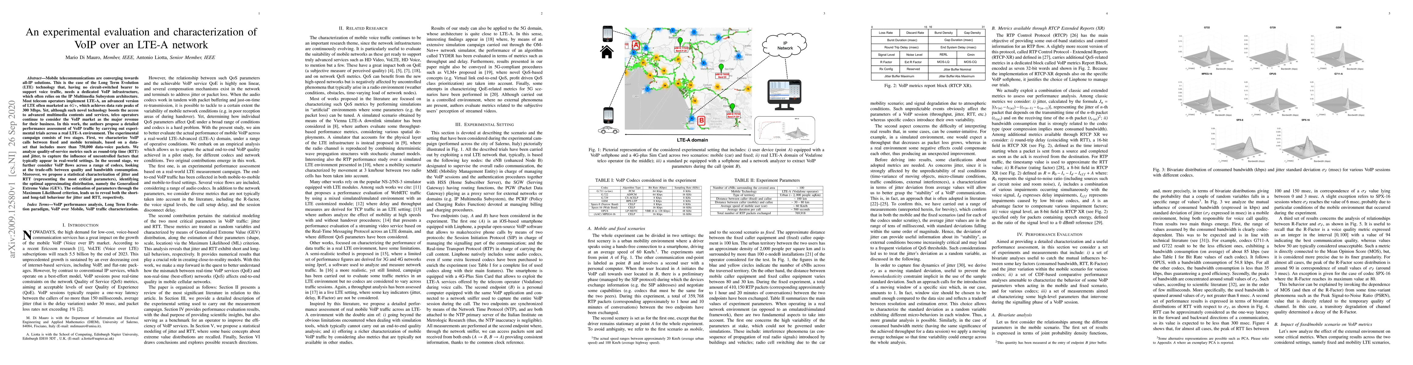 Thumbnail for An experimental evaluation and characterization of VoIP over an LTE-A
  network