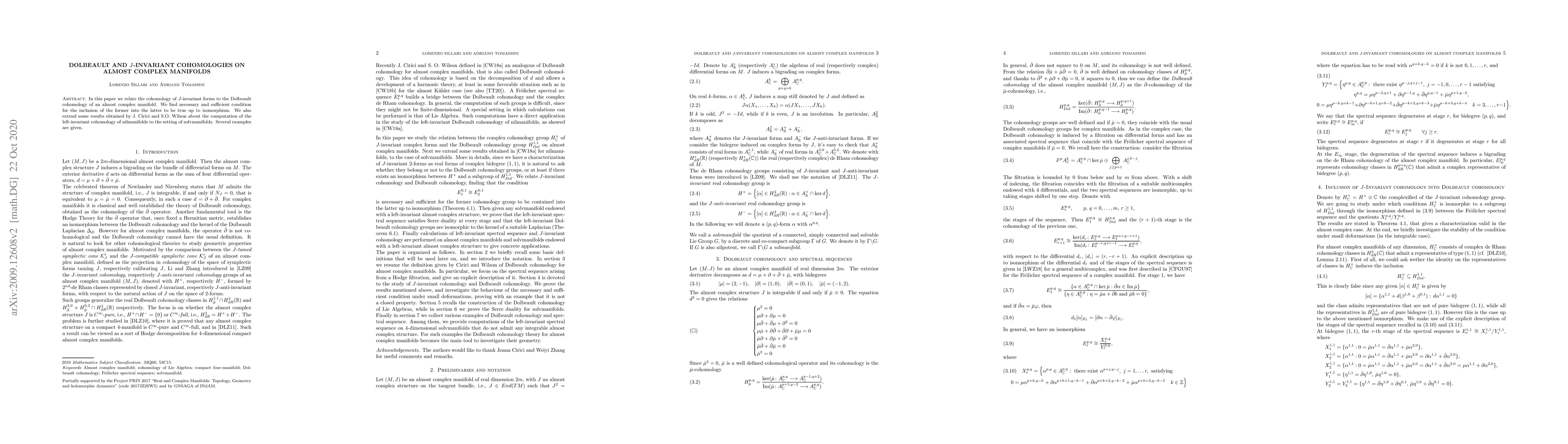 Thumbnail for Dolbeault and $J$-invariant cohomologies on almost complex manifolds