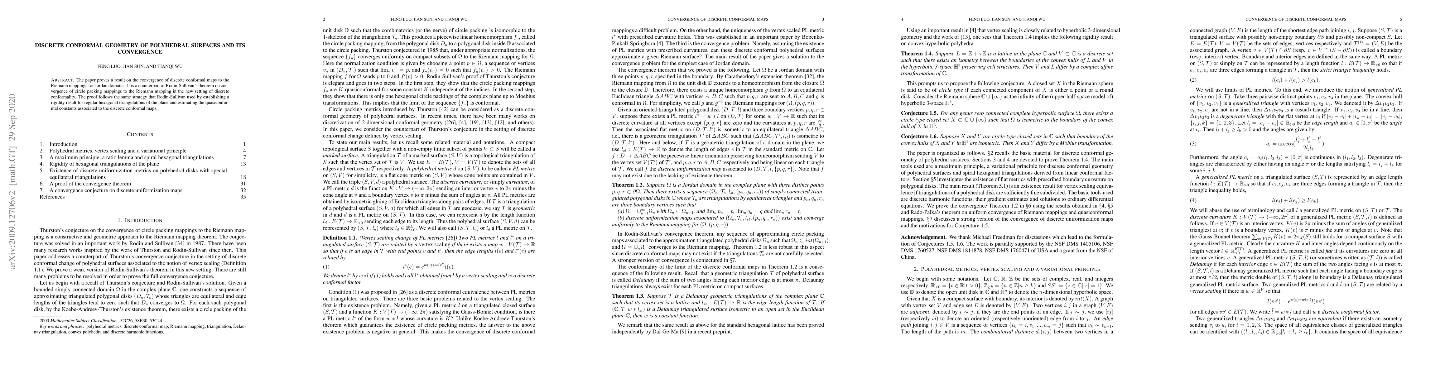 Thumbnail for Discrete Conformal Geometry of Polyhedral Surfaces and Its Convergence