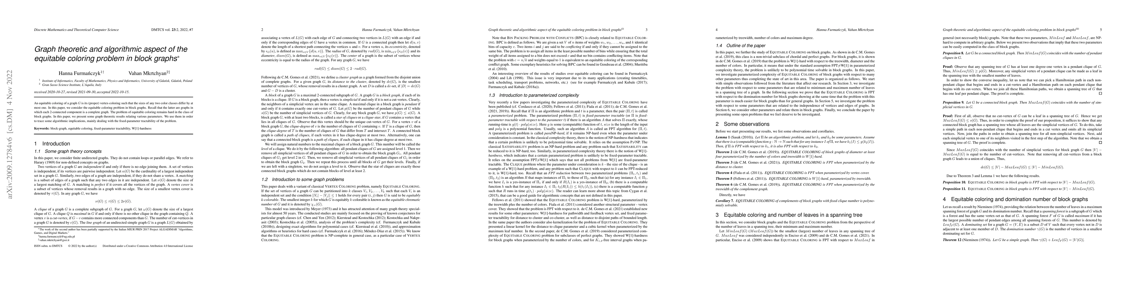 Thumbnail for Graph theoretic and algorithmic aspect of the equitable coloring problem
  in block graphs