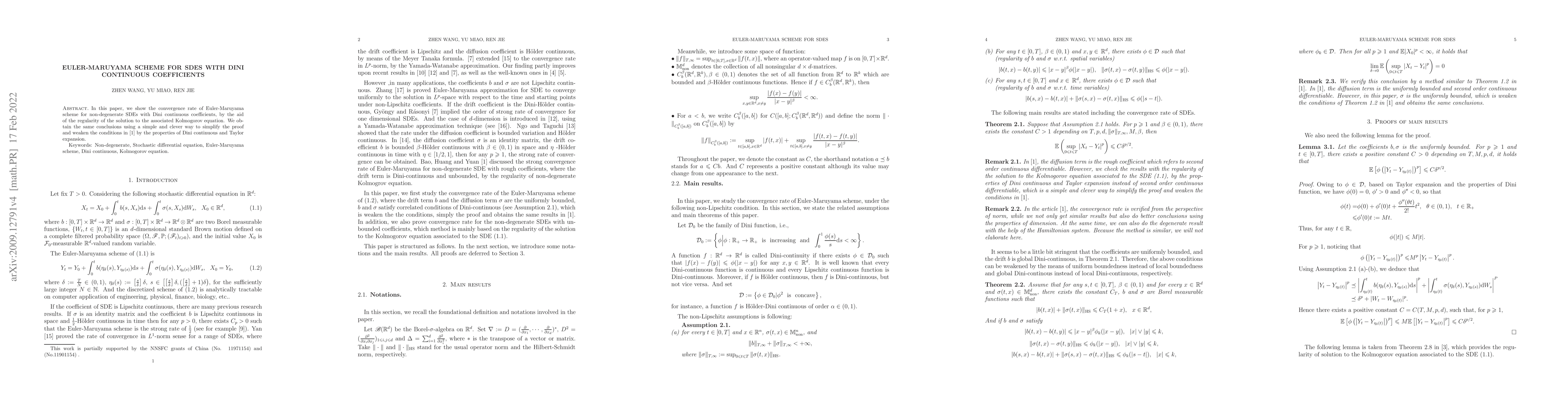 Thumbnail for Euler-Maruyama scheme for SDEs with Dini continuous coefficients